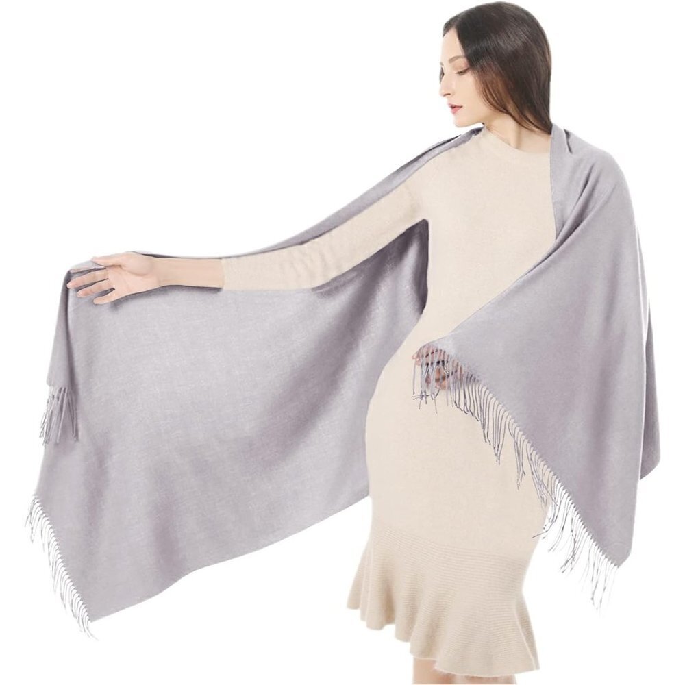 Women's Scarf Pashmina Shawls and Wraps  Winter Warm Silky Scarves -Silver Gray